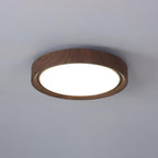 Wood Grain Round Ceiling Light Fixture - Modern LED Design for Living Room & Bedroom Illumination