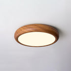 Wood Grain Round Ceiling Light Fixture - Modern LED Design for Living Room & Bedroom Illumination