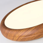 Wood Grain Round Ceiling Light Fixture - Modern LED Design for Living Room & Bedroom Illumination