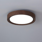 Wood Grain Round Ceiling Light Fixture - Modern LED Design for Living Room & Bedroom Illumination