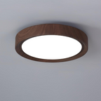 Wood Grain Round Ceiling Light Fixture - Modern LED Design for Living Room & Bedroom Illumination