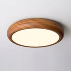 Wood Grain Round Ceiling Light Fixture - Modern LED Design for Living Room & Bedroom Illumination