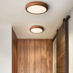 Wood Grain Round Ceiling Light Fixture - Modern LED Design for Living Room & Bedroom Illumination