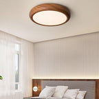 Wood Grain Round Ceiling Light Fixture - Modern LED Design for Living Room & Bedroom Illumination