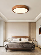 Wood Grain Round Ceiling Light Fixture - Modern LED Design for Living Room & Bedroom Illumination