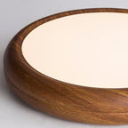 Wood Grain Round Ceiling Light Fixture - Modern LED Design for Living Room & Bedroom Illumination