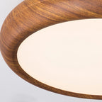 Wood Grain Round Ceiling Light Fixture - Modern LED Design for Living Room & Bedroom Illumination
