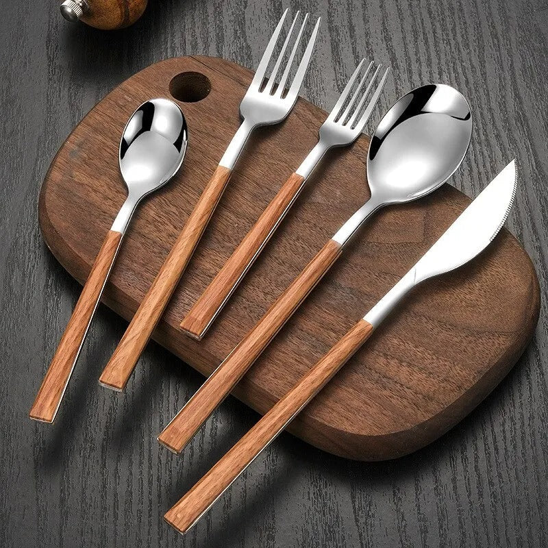 30-Piece Stainless Steel Cutlery Set with Knives, Forks, and Spoons for Dining and Entertaining