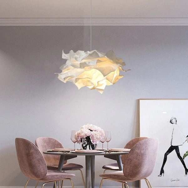 Nordic Paper Cloud Pendant Lamp - Modern Hanging Light Fixture for Living Room & Dining Room