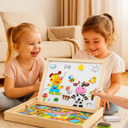 2in1 Montessori Drawing Board | Eco-Friendly, Magnetic Shapes & Whiteboard for Creative Learning and Skill Development