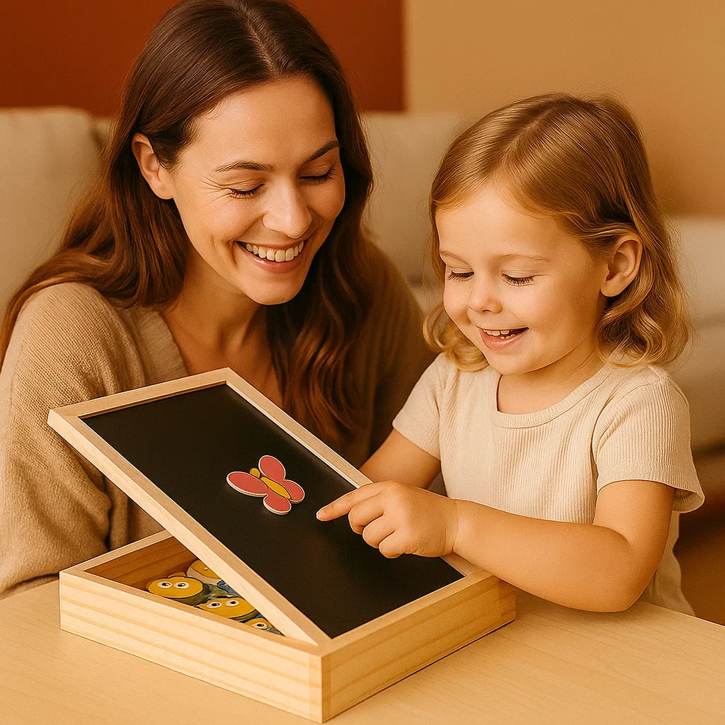 2in1 Montessori Drawing Board | Eco-Friendly, Magnetic Shapes & Whiteboard for Creative Learning and Skill Development