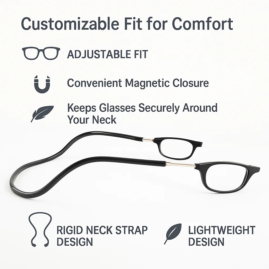 Adjustable Hanging Neck Magnetic Reading Glasses Clic Glasses