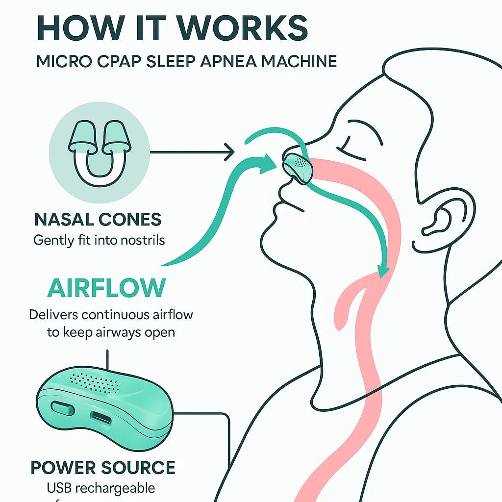 Micro CPAP Sleep Apnea Machine | Portable, Lightweight & Whisper-Quiet Anti-Snoring Device for Travel