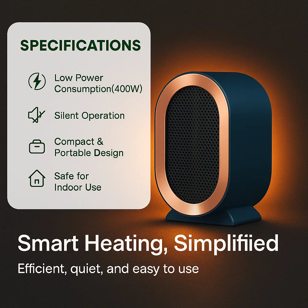 Portable Energy Efficient Electric Space Heater, Compact Design, Low Power Consumption, Ideal for Home & Office Use