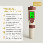 Digital Pool Water Tester | 7-in-1 pH, Chlorine, Temperature & Real-Time Monitoring for Accurate Water Quality Management