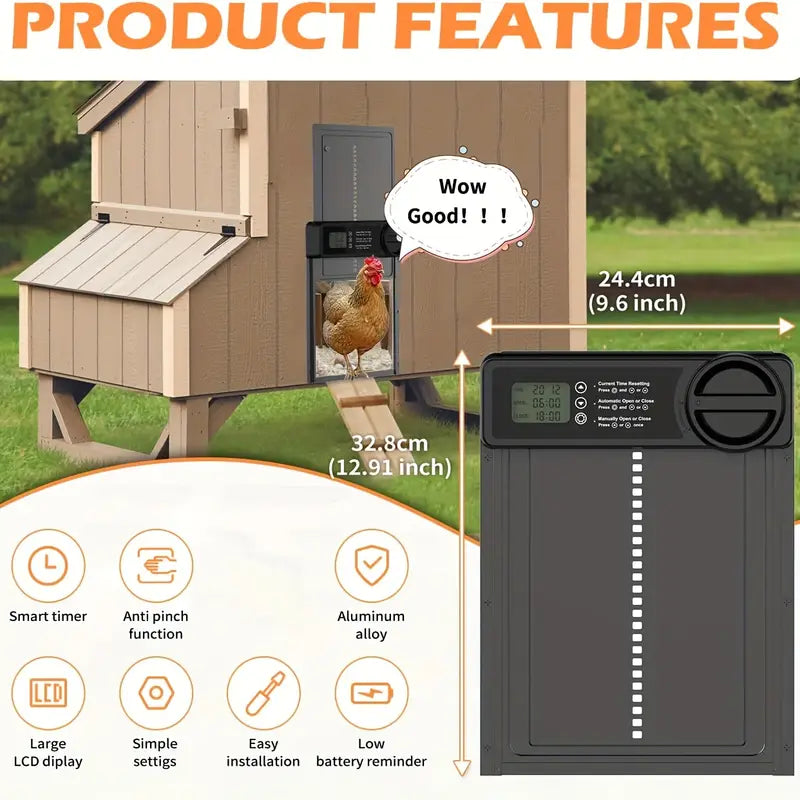 Automatic Chicken Coop Door | Weatherproof, Timer & Manual Control for Safe Flock Management