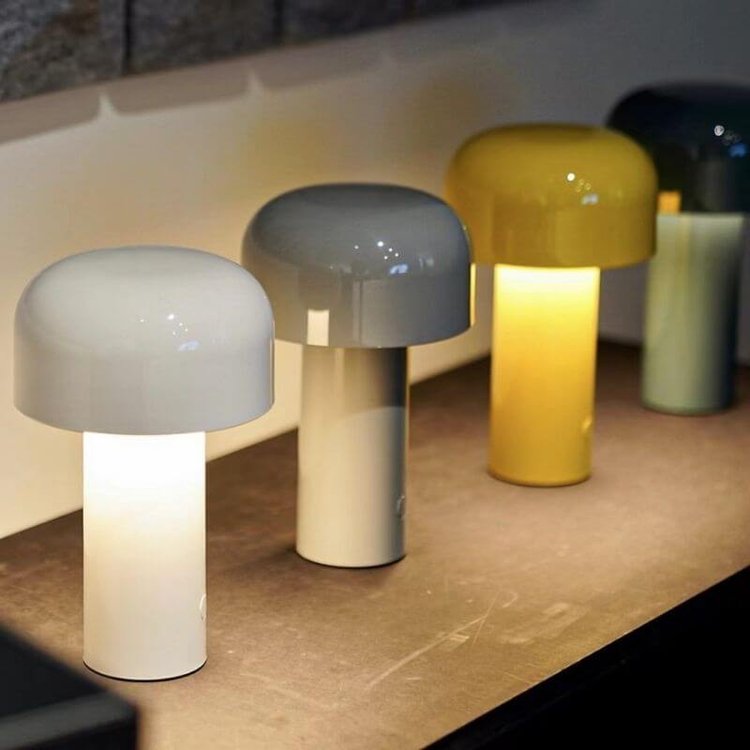 LED Mushroom Rechargeable Table Lamp - Portable Night Light with Adjustable Brightness for Home, Office, and Outdoor Use