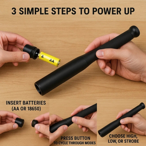 Baseball Bat LED Flashlight | Waterproof, Durable Aluminum & Versatile Lighting Modes for Outdoor Adventures