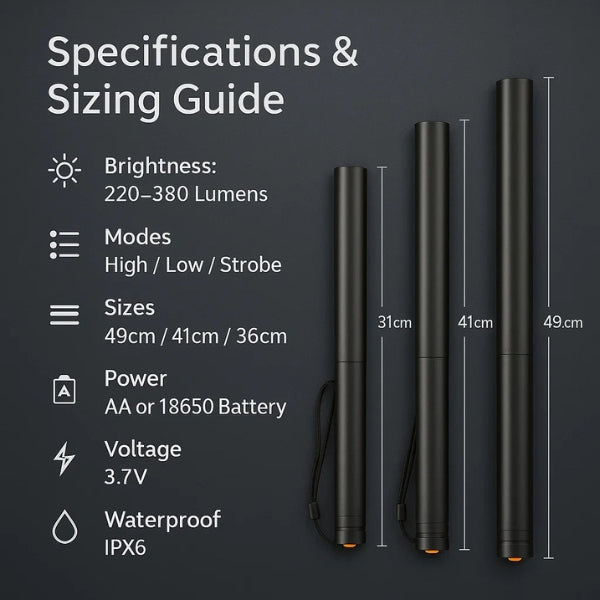 Baseball Bat LED Flashlight | Waterproof, Durable Aluminum & Versatile Lighting Modes for Outdoor Adventures