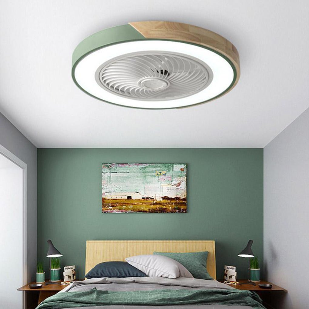 Integrated LED Bladeless Ceiling Fan Light with Remote Control - Round & Square Design for Modern Home Use