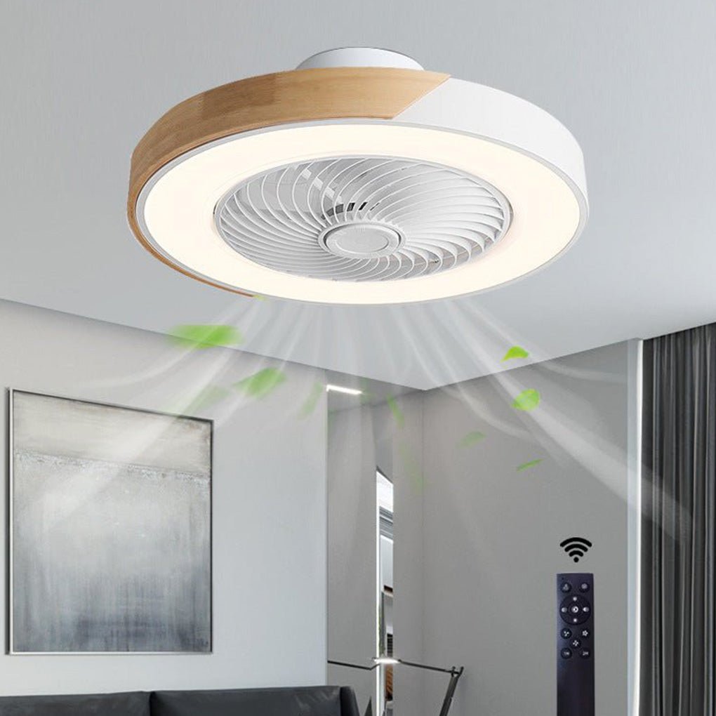 Integrated LED Bladeless Ceiling Fan Light with Remote Control - Round & Square Design for Modern Home Use