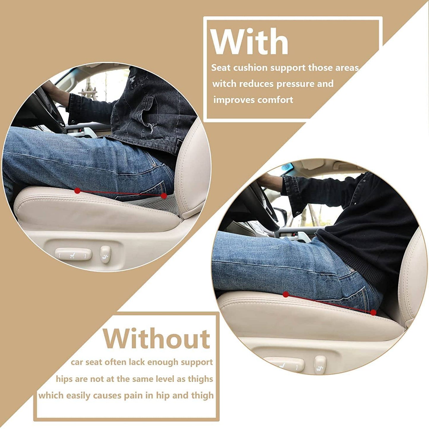 Memory Foam Car Seat Cushion | Ergonomic Height Boost for Better Posture & Back Pain Relief in Cars