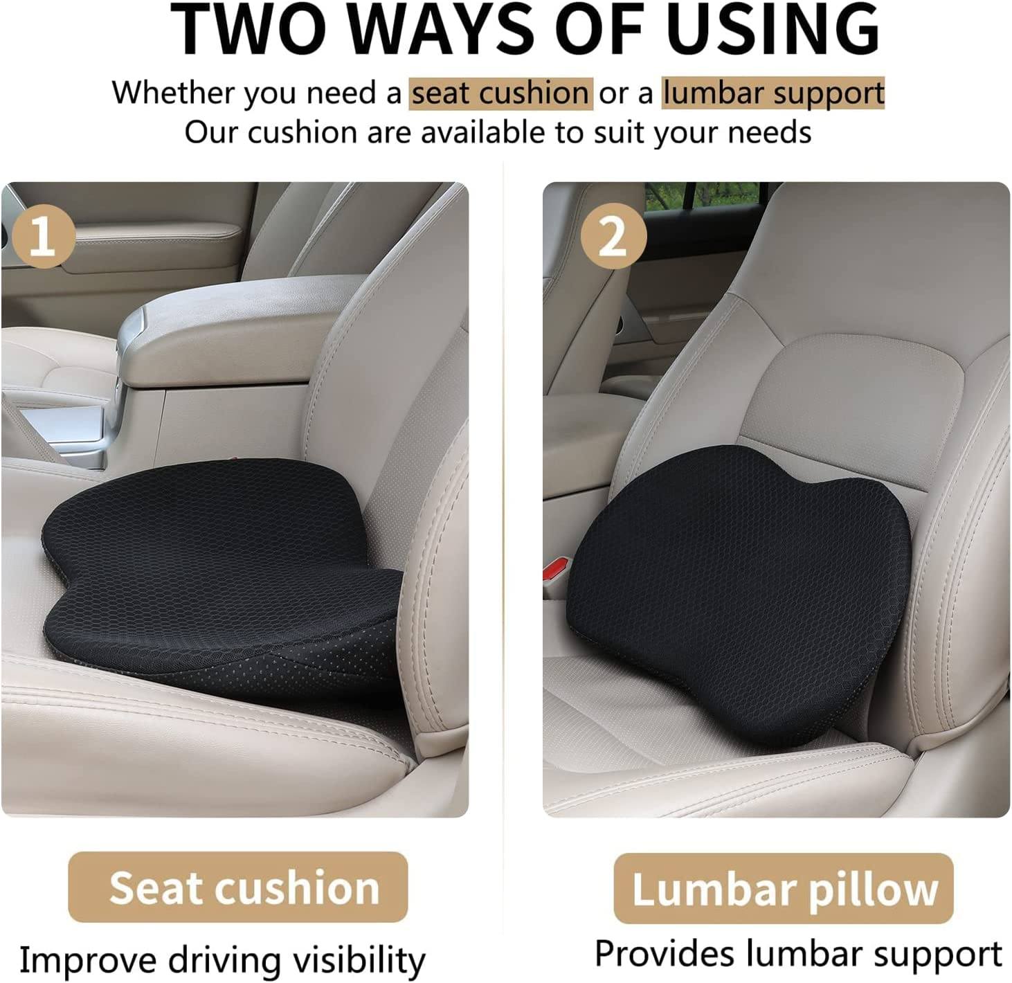 Memory Foam Car Seat Cushion | Ergonomic Height Boost for Better Posture & Back Pain Relief in Cars