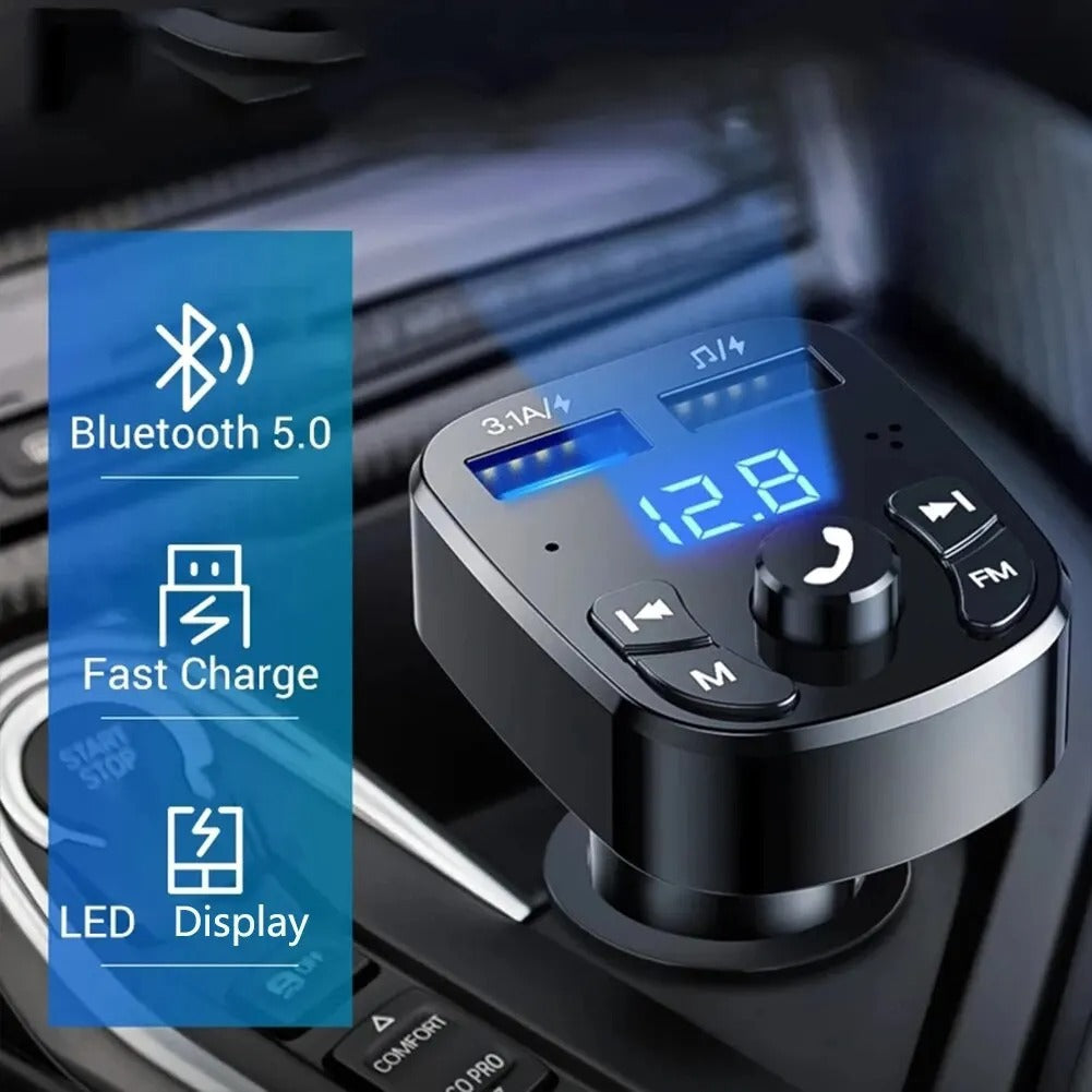 Car MP3 Player with Dual USB Fast Charger | Bluetooth 5.0, FM Transmitter & Hands-Free Calling for Enhanced Driving Experience