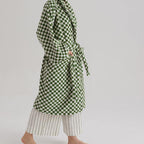 Unisex Checkerboard Bathrobe - Soft Cotton Robe for Adults, Perfect for Home & Spa Use