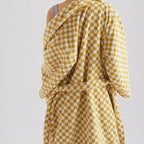 Unisex Checkerboard Bathrobe - Soft Cotton Robe for Adults, Perfect for Home & Spa Use
