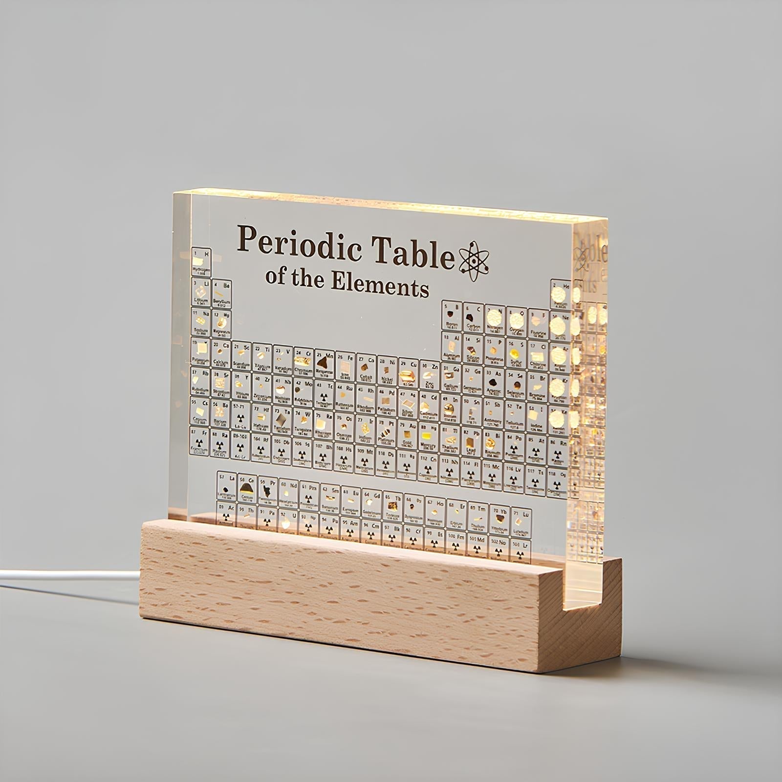 Illuminated Periodic Table with Real Elements | Premium Acrylic Display for Educational Use and Home Decor