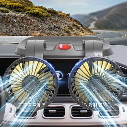 360° Adjustable Dual Head Car Cooling Fan | USB & Cigarette Lighter Compatible for Cars, Trucks & RVs