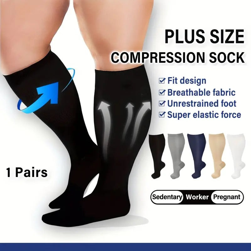 Plus Size Compression Socks | Gentle Entry, Graduated Support & Moisture-Control for Enhanced Comfort and Performance