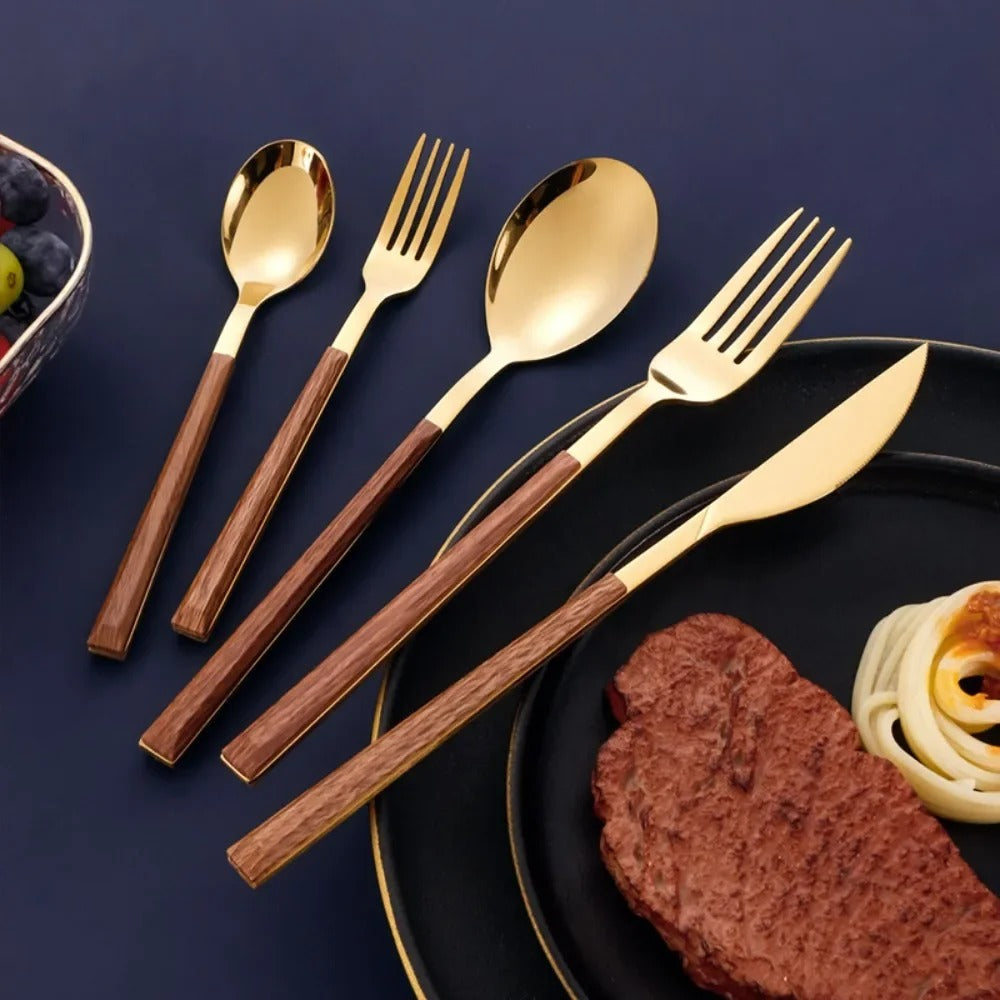 30-Piece Stainless Steel Cutlery Set with Knives, Forks, and Spoons for Dining and Entertaining