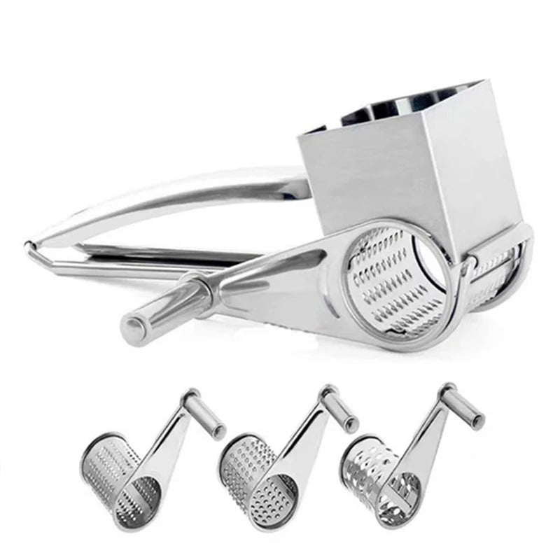 Rotary Cheese Grater | Stainless Steel, Interchangeable Drums & Ideal for Grating Cheese, Vegetables, Nuts and More