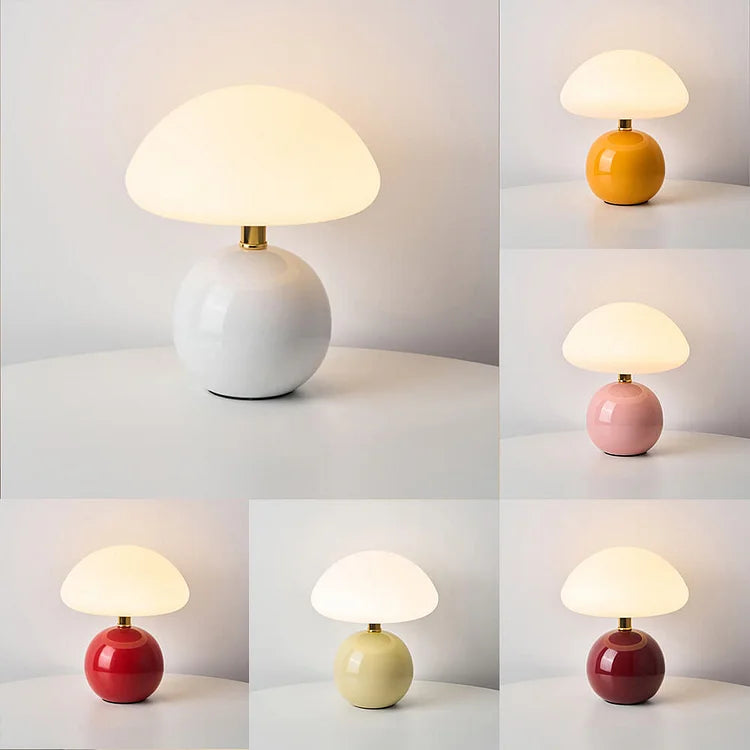 LED Mushroom Table Lamp in French Cream Finish - Modern Lighting for Living Room, Bedroom & Home Decor