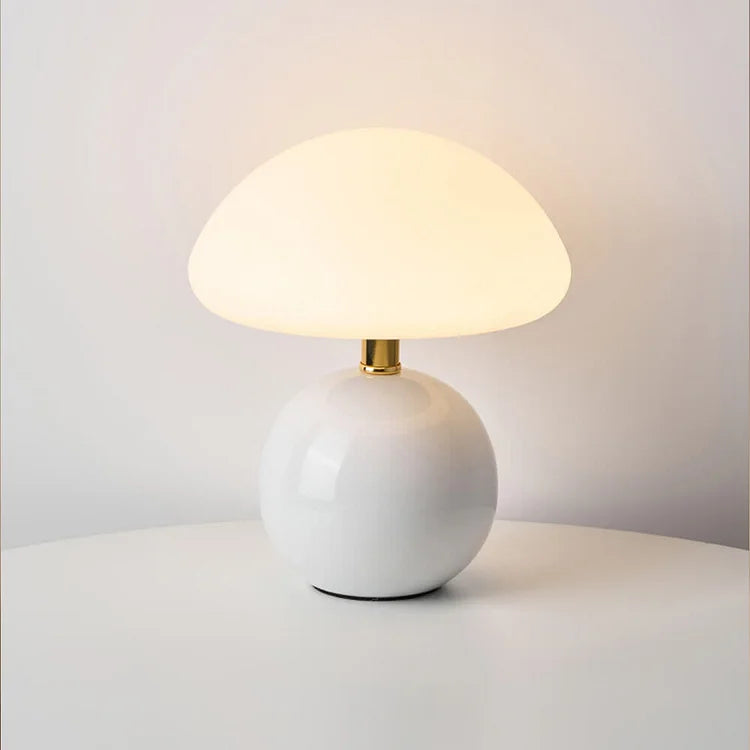 LED Mushroom Table Lamp in French Cream Finish - Modern Lighting for Living Room, Bedroom & Home Decor