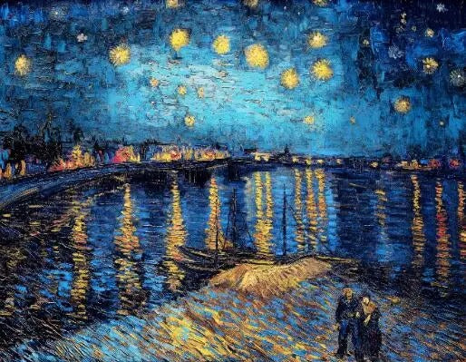 Vincent van Gogh Starry Night over the Rhone Canvas Wall Art Print for Home Decor & Art Lovers