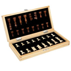 Wooden Folding Chess Set with Magnetic Pieces - Portable Travel Game for Kids & Adults