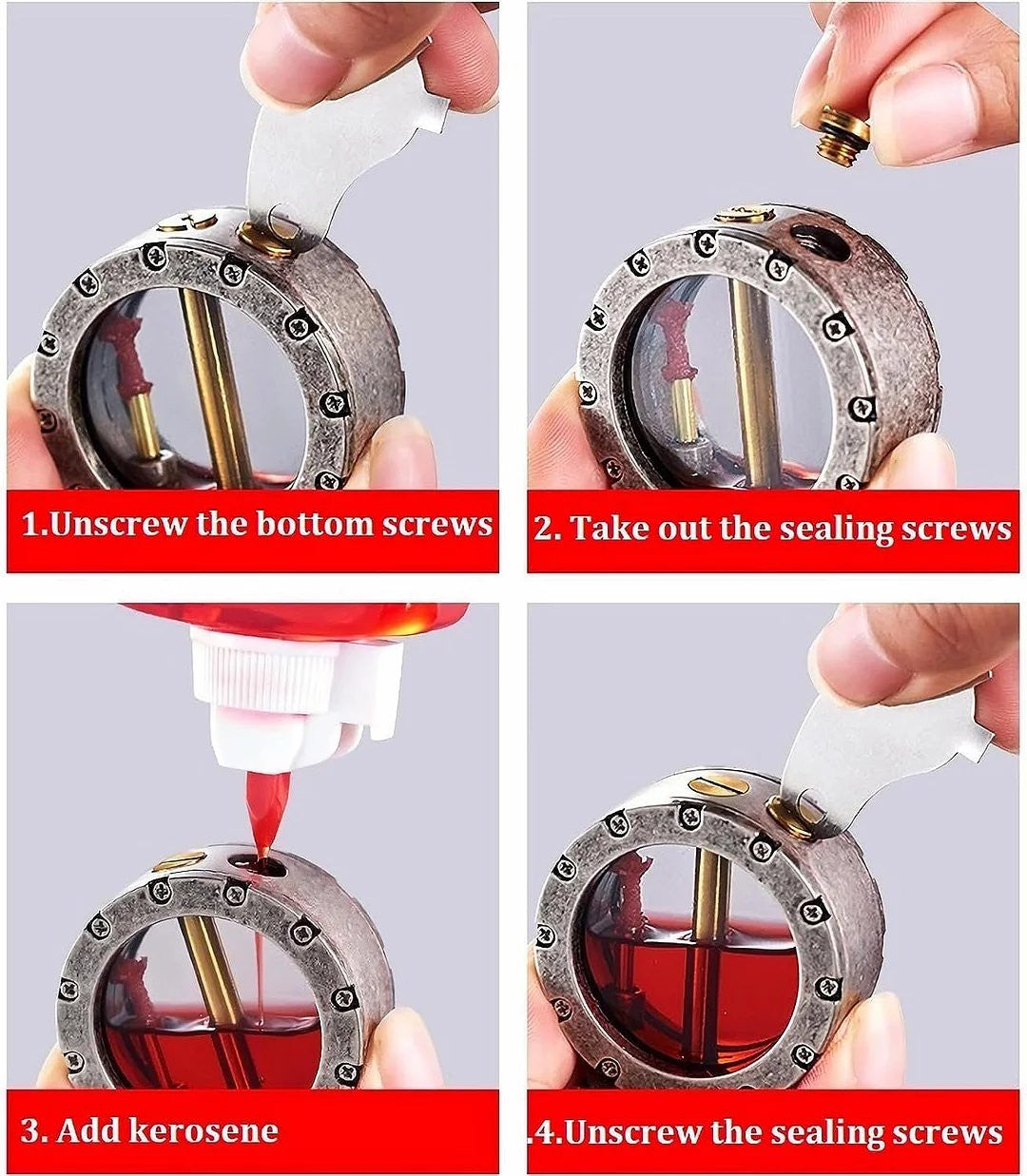 Vintage Steampunk Kerosene Lighter | Transparent Design, Windproof & Ideal for Collectors and Smoking Enthusiasts