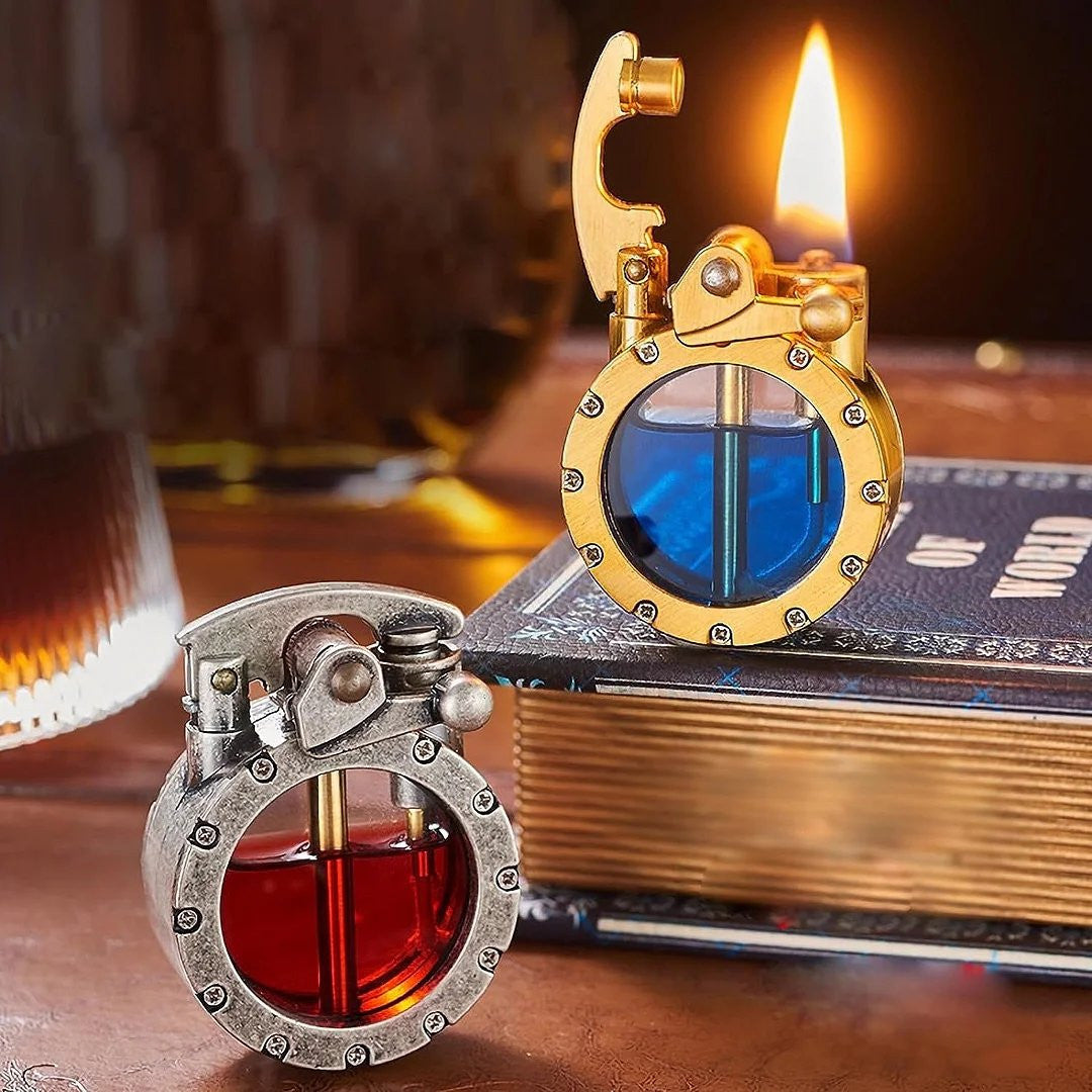 Vintage Steampunk Kerosene Lighter | Transparent Design, Windproof & Ideal for Collectors and Smoking Enthusiasts
