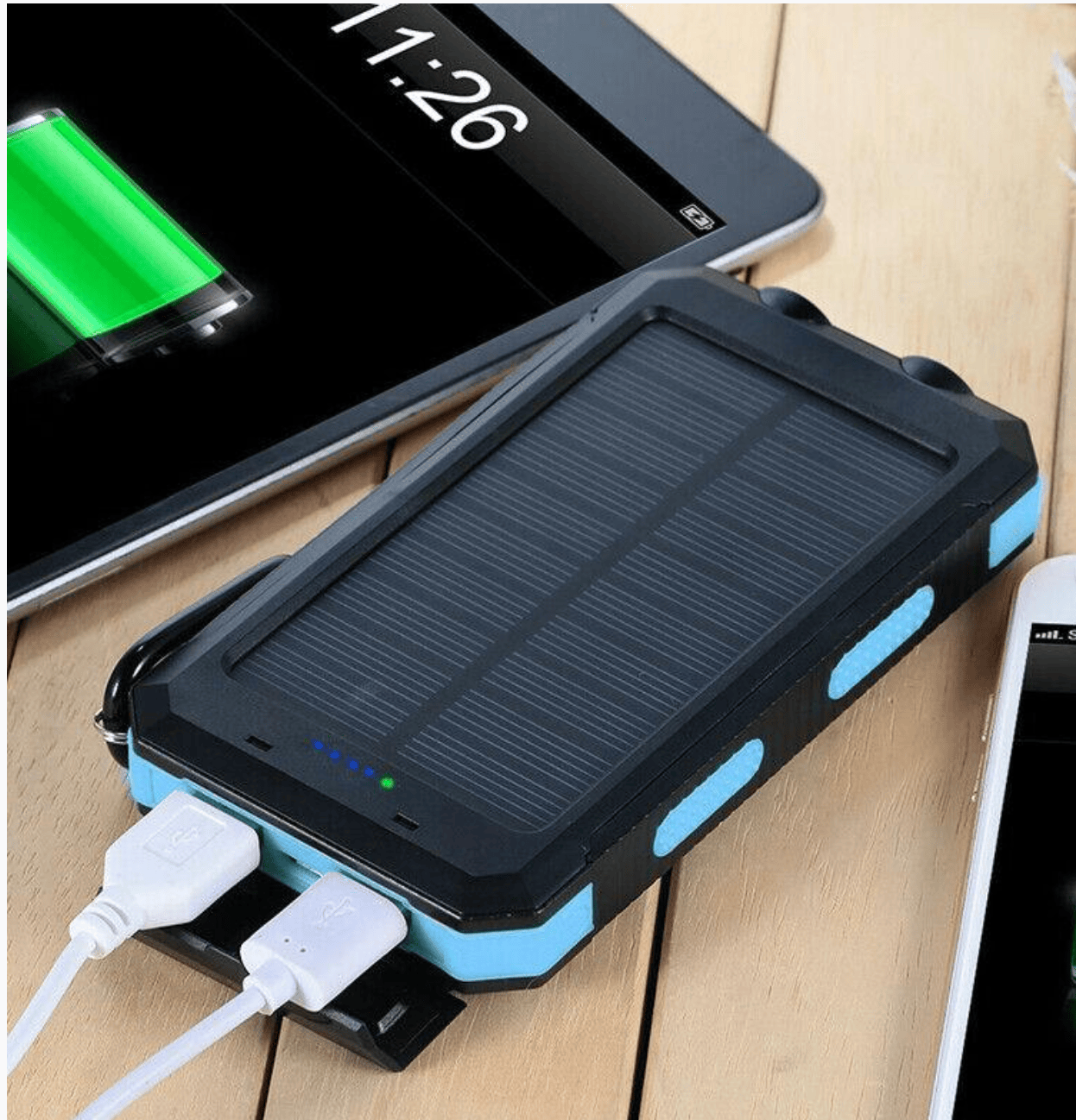 500000mAh Waterproof Solar Charger | Dual USB Ports, LED Flashlight & Portable Power Bank for Outdoor Use