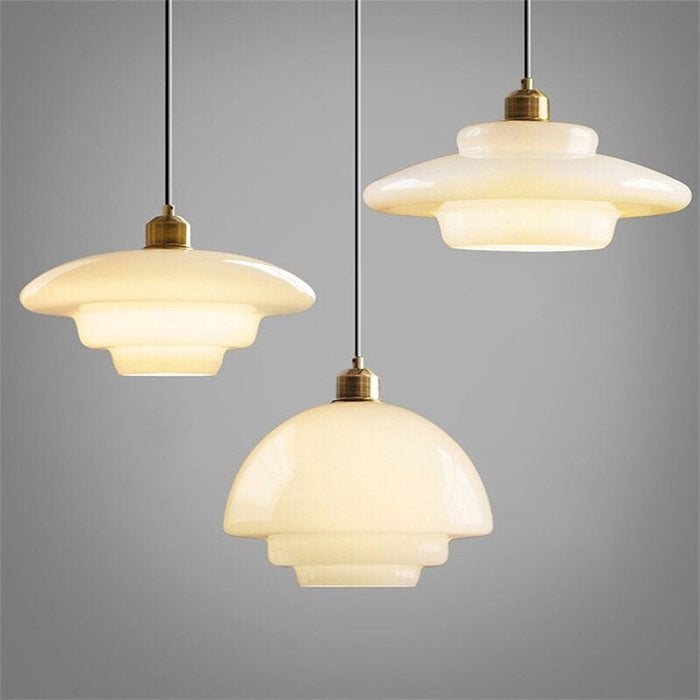 White Glass Pendant Light Fixture - Modern Hanging Lamp for Kitchen Island & Dining Room