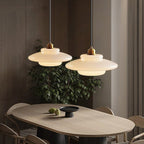 White Glass Pendant Light Fixture - Modern Hanging Lamp for Kitchen Island & Dining Room