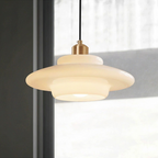 White Glass Pendant Light Fixture - Modern Hanging Lamp for Kitchen Island & Dining Room