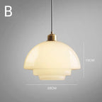 White Glass Pendant Light Fixture - Modern Hanging Lamp for Kitchen Island & Dining Room