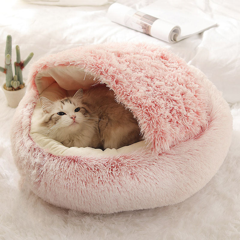 Pet Calming Nest Bed | Plush, Double-Sided Design for Cats & Small Pets, Cozy Enclosed Space for Year-Round Comfort
