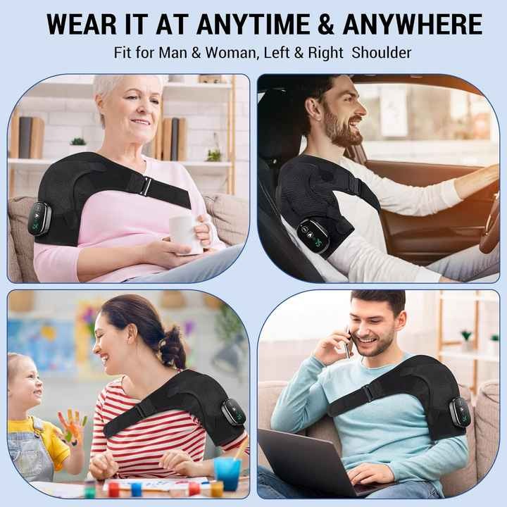 Heating Shoulder Brace with Compression & Vibration | Adjustable, USB Rechargeable & Ideal for Pain Relief and Muscle Recovery