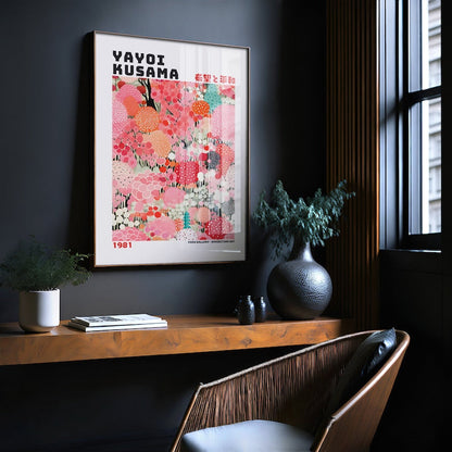 Yayoi Kusama 1981 Art Print - Yodo Gallery Exhibition Artwork for Home Decor & Art Collectors