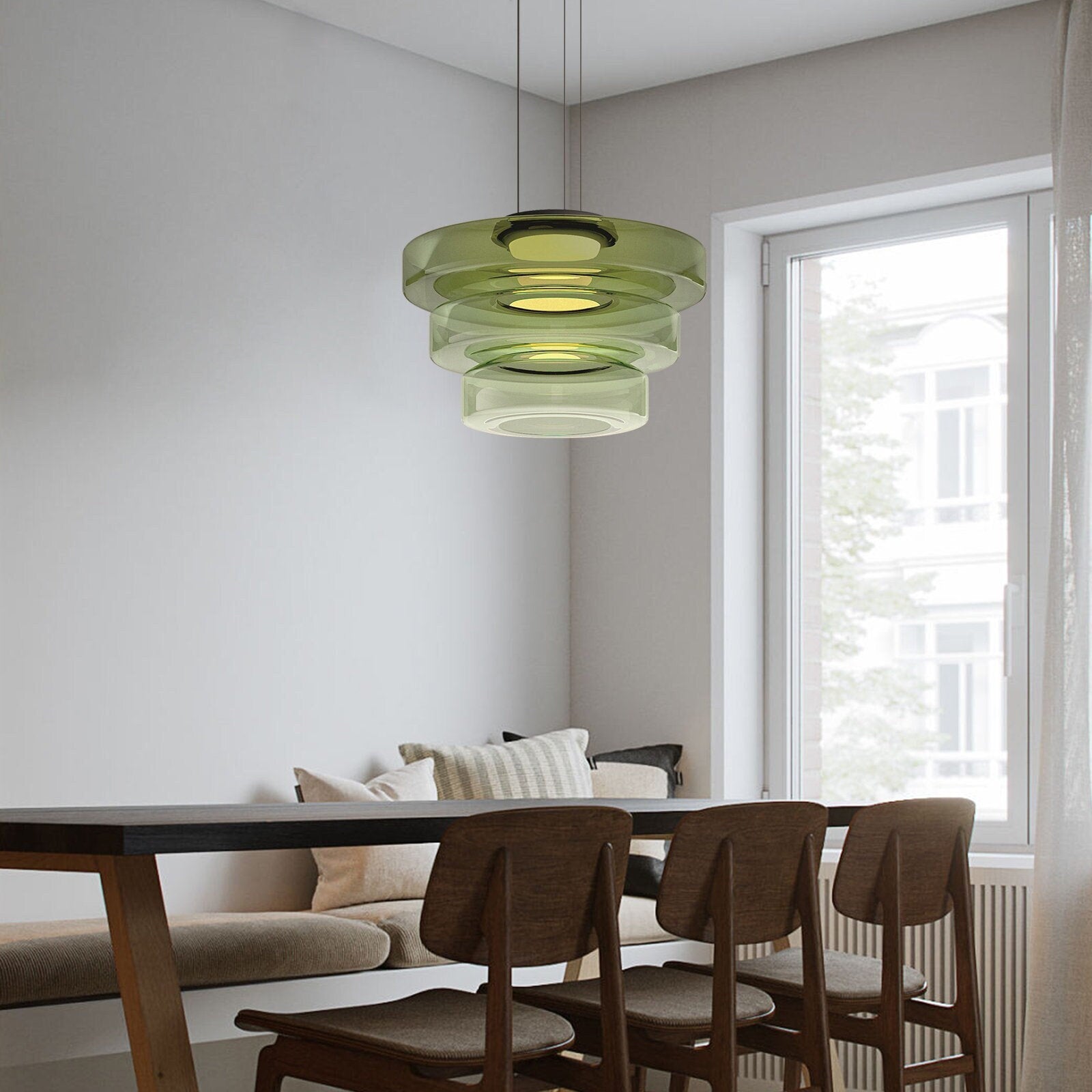 Bauhaus Style Glass Pendant Light Fixture for Modern Home Decor & Kitchen Island Lighting